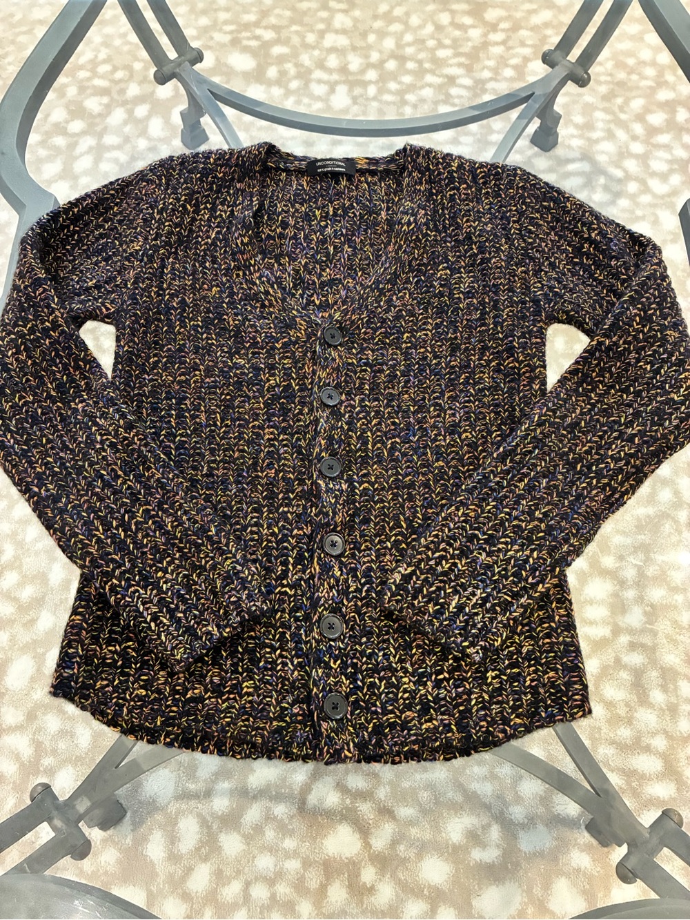 Stunning!!Unconditional 100% grade A cashmere Multi-Color V-Neck Button Cardigan